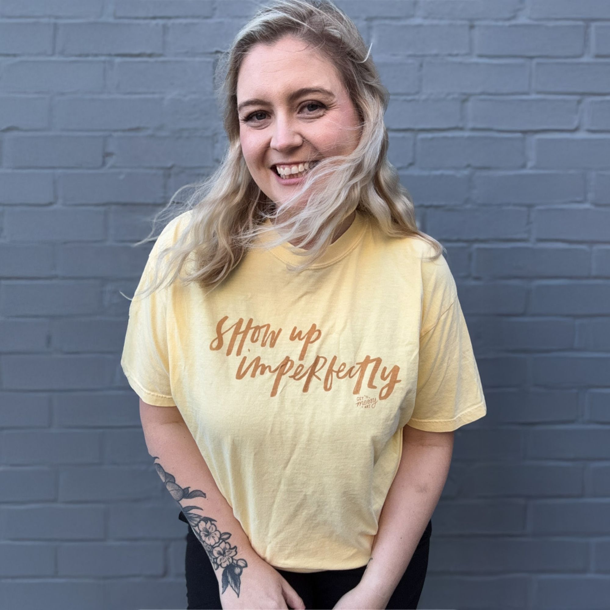 Show Up Imperfectly Tee - Yellow